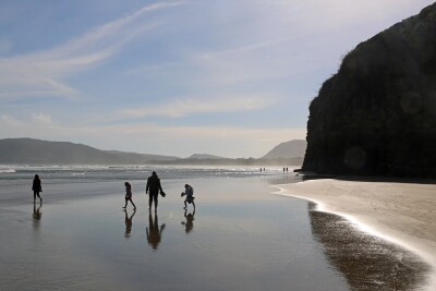 A family walking down on a New Zealand beach Impact Assessment Report cover