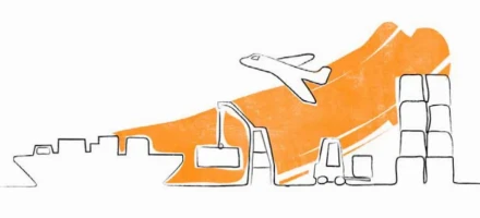 International freight services illustration in orange